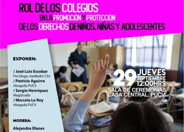 Marcela Le Roy y Sergio Henríquez en Conversatorio Rol de los Colegios en Promoción de Derechos de Niños y Niñas